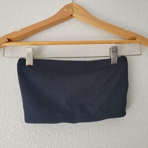 Bershka black ribbed bandeau top, xs